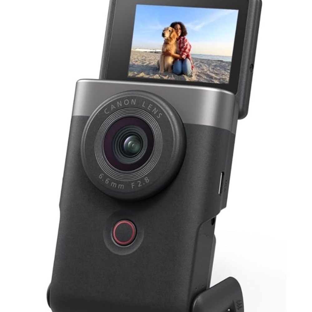 Canon Black and Gray Digital Camera with Flip Screen